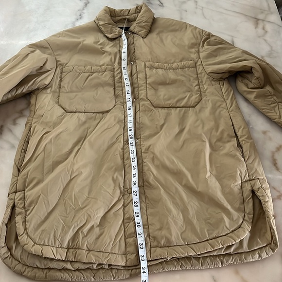 Zara quilted water repellent oversized jacket Overshirt Beige Sz XS 4341/739 - Picture 4 of 16